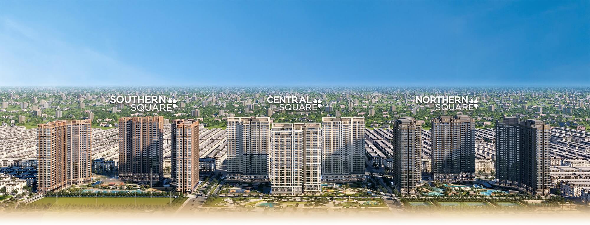 Dự án Masteri Trinity Square được chia thành ba phân khu: Southern Square, Central Square, và Northern Square, mỗi khu vực mang đến không gian sống hiện đại, tiện nghi cùng hệ thống tiện ích nội khu đa dạng